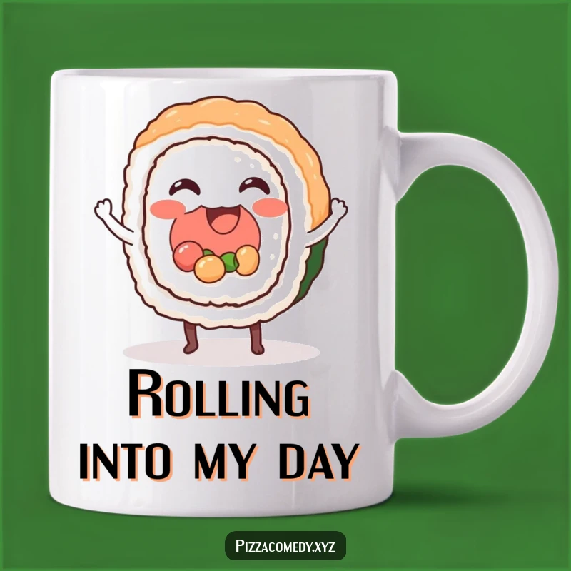Funny Sushi Roll Dancing Mug: Happy Food Rhythm, Perfect Funny Gift for Foodies