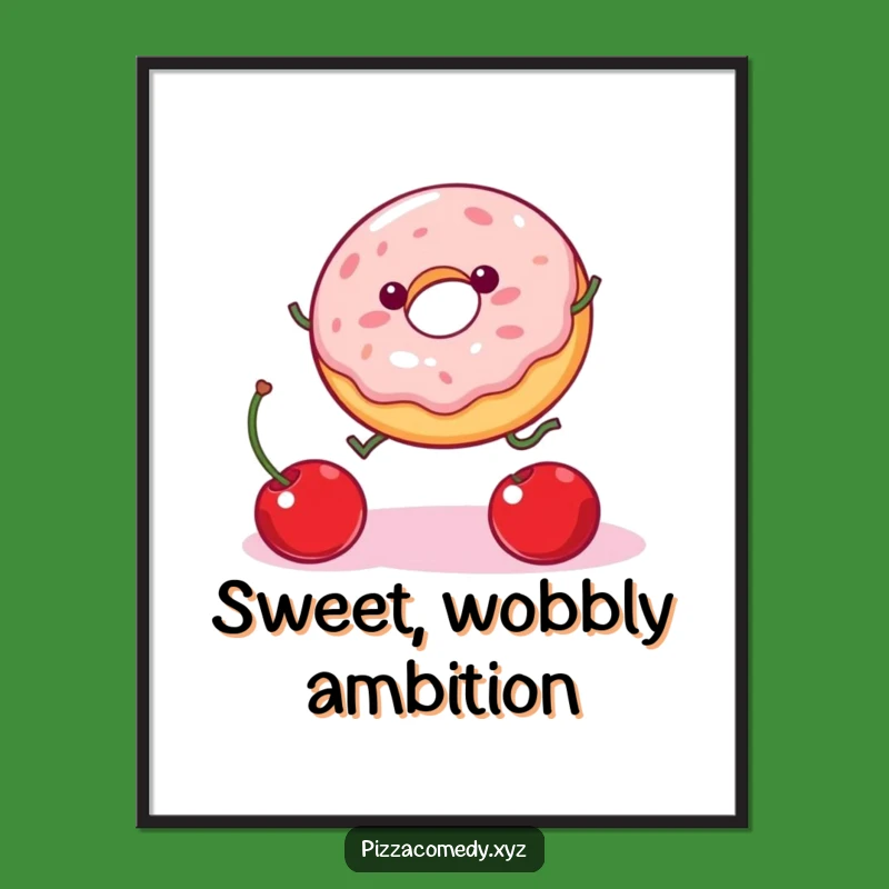 Funny Donut Cherry Digital Art: Instant Joy, Quirky Decor, Perfect Funny Gift!