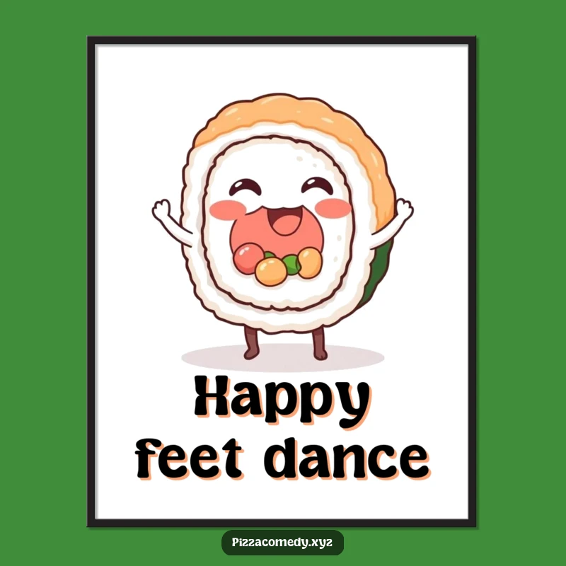 Funny Sushi Roll Dancing Digital Art: Instant Rhythmic Decor, Perfect Funny Gift Download
