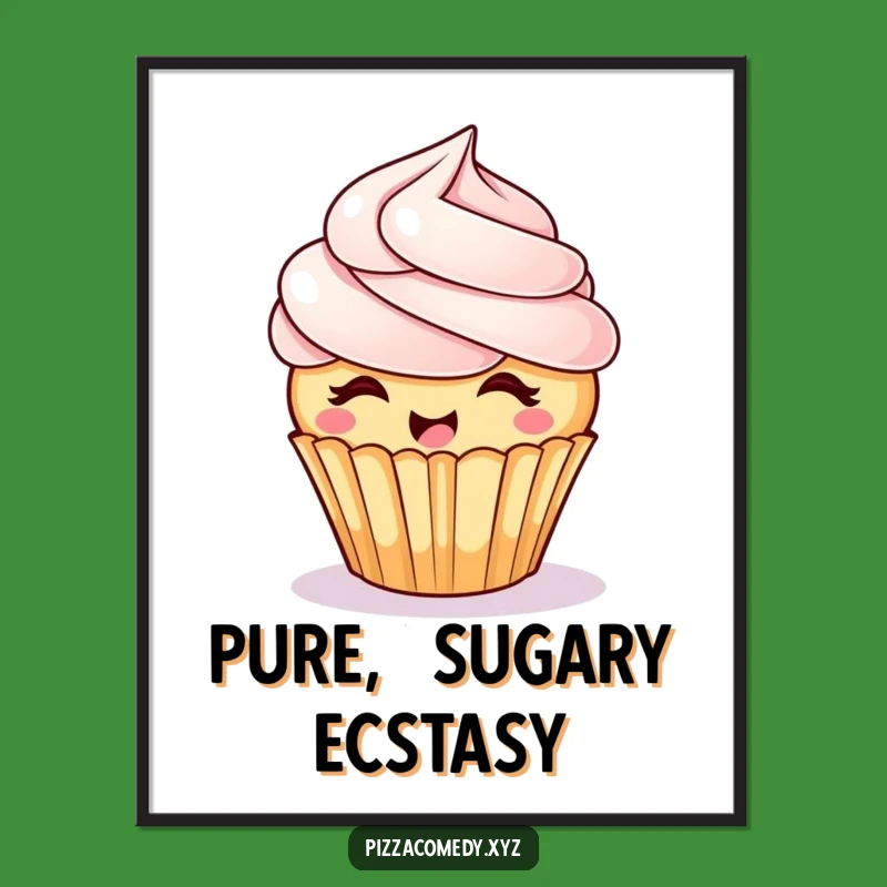 Funny Giggling Cupcake Poster: Cheerful Wall Art, Sweet Decor, Perfect Funny Gift!