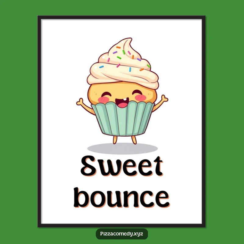 Funny Cupcake Bounce Poster: Sweet Wall Art to Brighten Your Space
