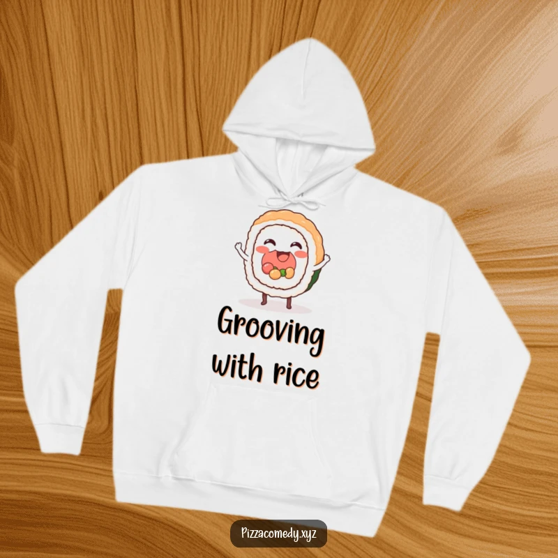 Funny Sushi Hoodie: A cozy hoodie featuring a happy sushi roll dancing, perfect for funny gift-givers.