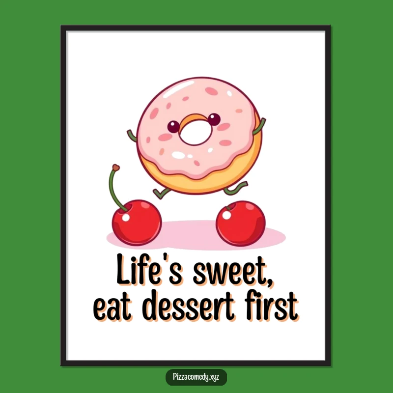 Funny Free Printable Wall Art: Donut Leaping for Cherry - Quirky Downloadable Decor