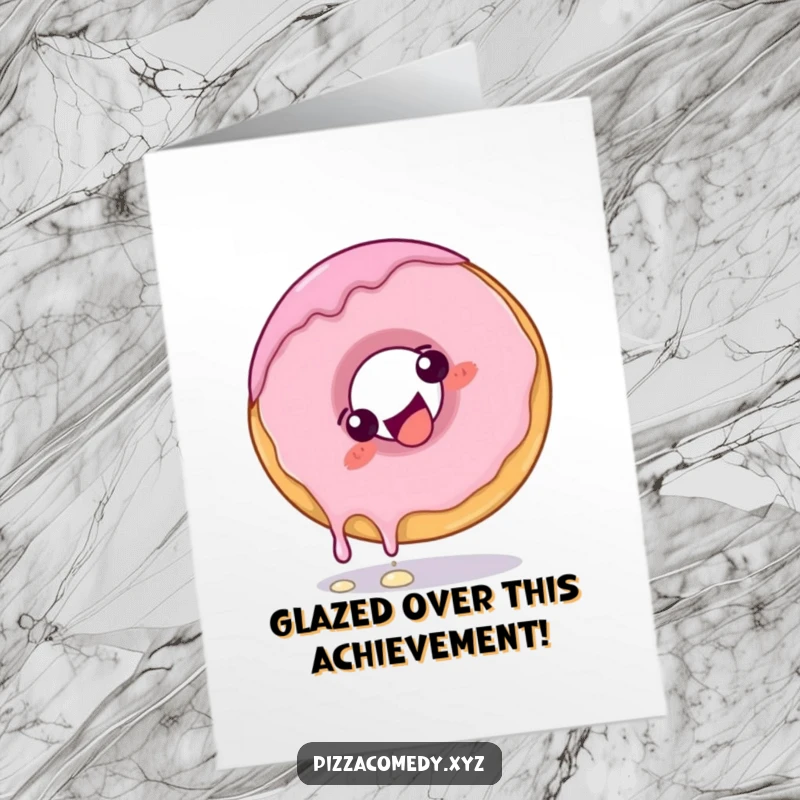 Funny Free Printable Donut Congratulations Card: A giggling donut with frosting performs a playful somersault.
