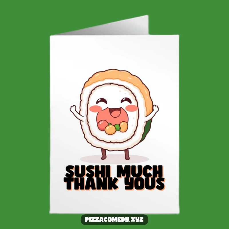 Free Printable Sushi Thank You Card: Dancing Food Downloadable Gratitude