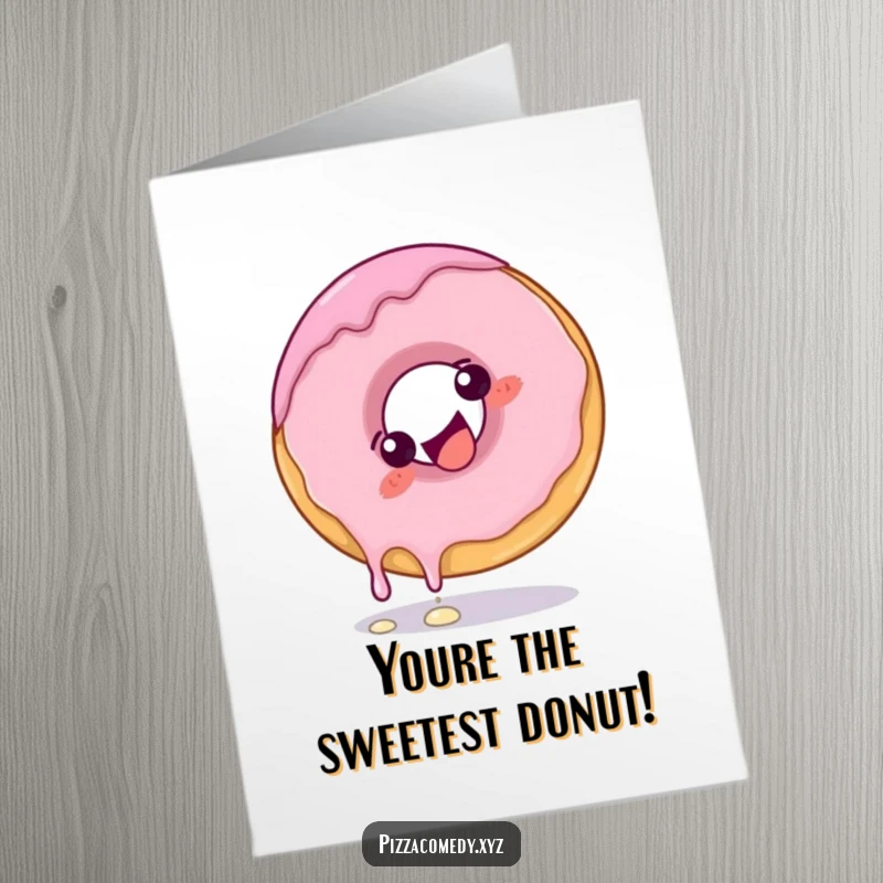 Funny Free Printable Donut Thank You Card: A giggling donut with frosting performs a playful somersault.