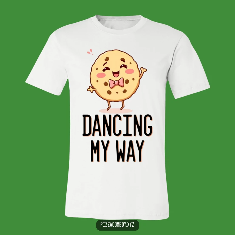 Funny Cookie Dance T-Shirt: Giggling Bow Tie Cookie Grooving, Playful Apparel, Perfect Funny Gift