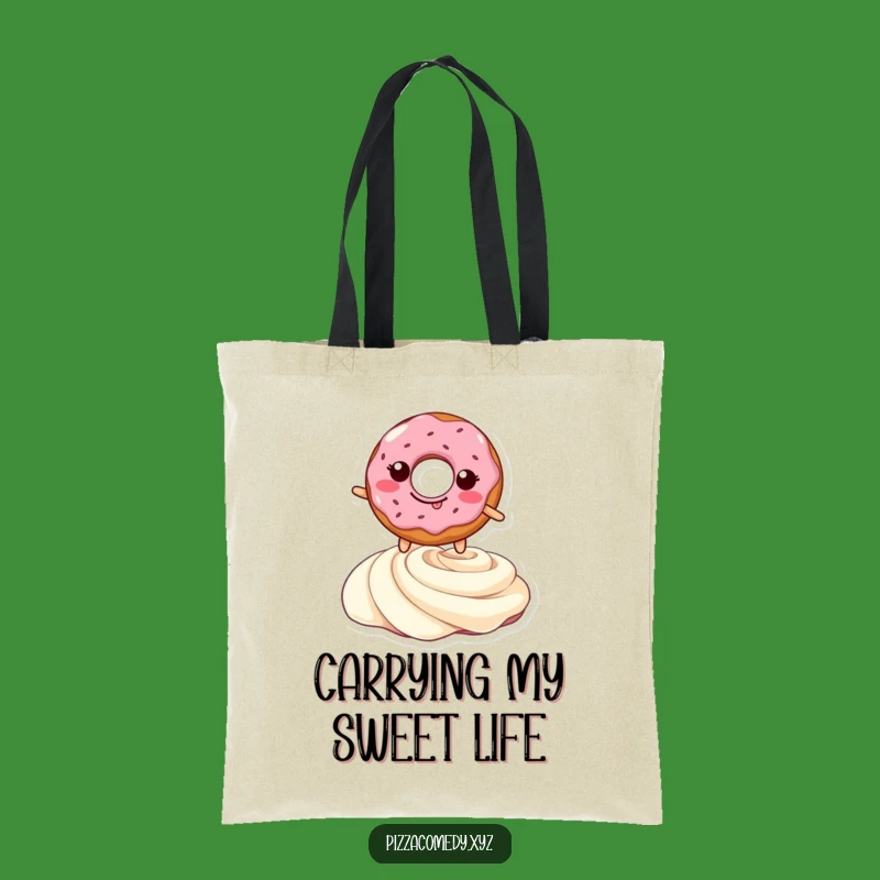 Funny Doughnut Leap Tote Bag: Whimsical Pastry Jumping Over Cream, Chic & Hilarious Funny Gift
